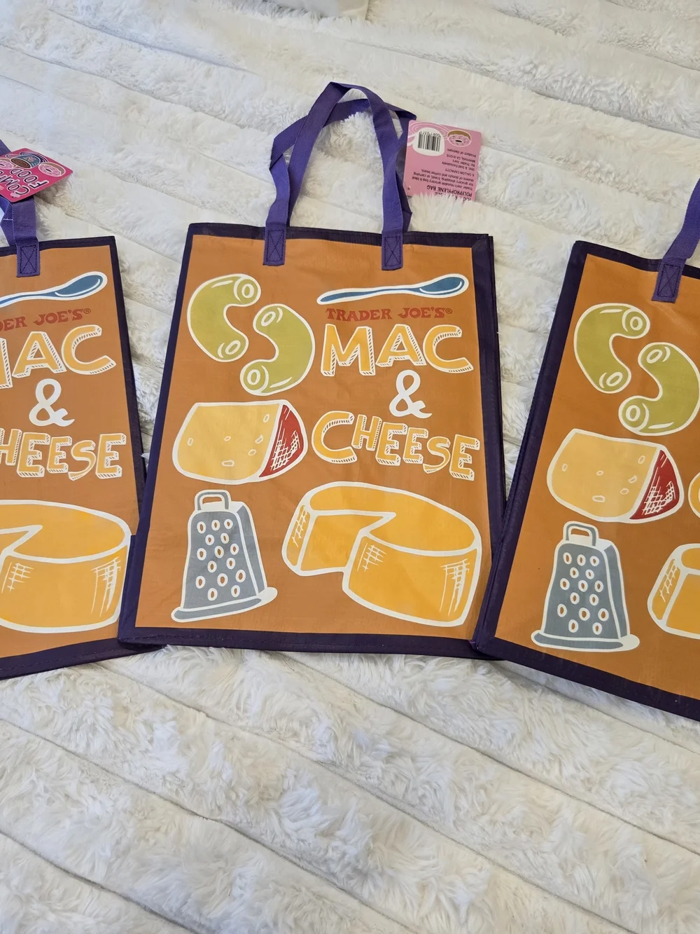 Set Of 3, Trader Joe's Pink 'PB & Jam' Reusable Tote Bag